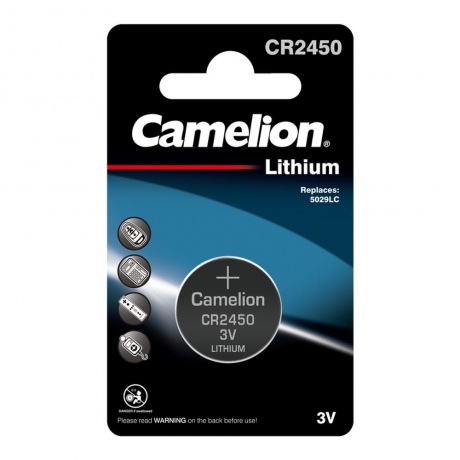 Батарейка Camelion CR2450 BL-1 (CR2450-BP1, литиевая,3V) (1 шт. в уп-ке) - фото 1
