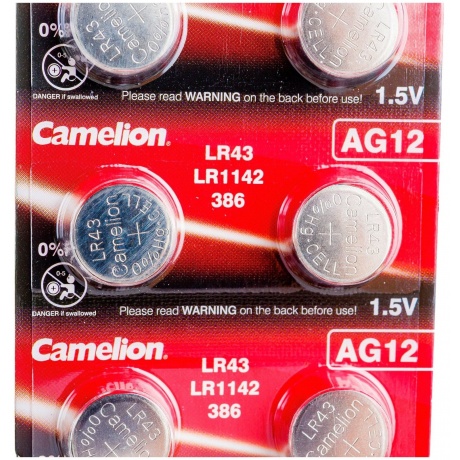 Батарейка Camelion G12  BL-10 Mercury Free (AG12-BP10(0%Hg), 386A/LR43/186 для часов) (10 шт. в уп-ке) - фото 4