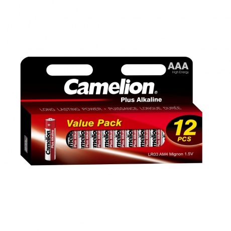 Батарейка Camelion Plus Alkaline BL12 LR03  (LR03-HP12, 1.5В) (12шт. в уп-ке) - фото 1