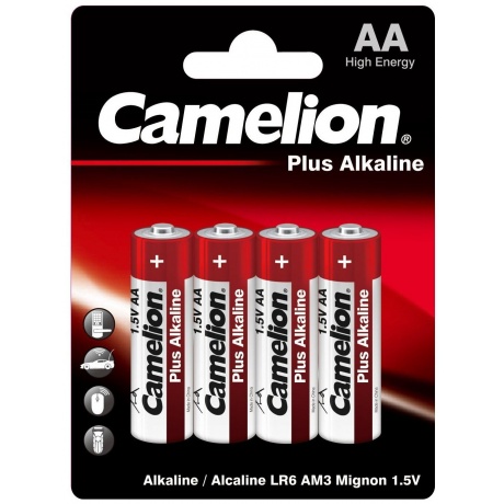 Батарейка Camelion LR 6  Plus Alkaline BL-4 (LR6-BP4, 1.5В) (4 шт. в уп-ке) - фото 1