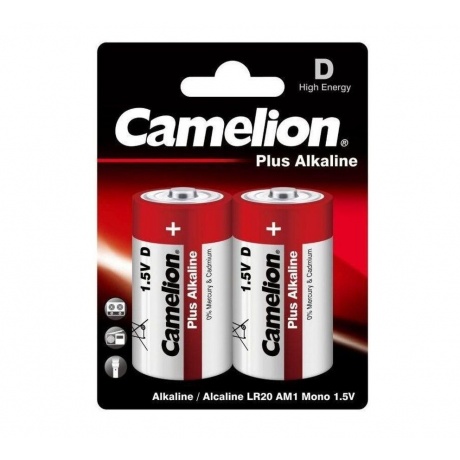 Батарейка Camelion LR20 Plus Alkaline BL-2 (LR20-BP2, 1.5В)  (2 шт. в уп-ке) - фото 1
