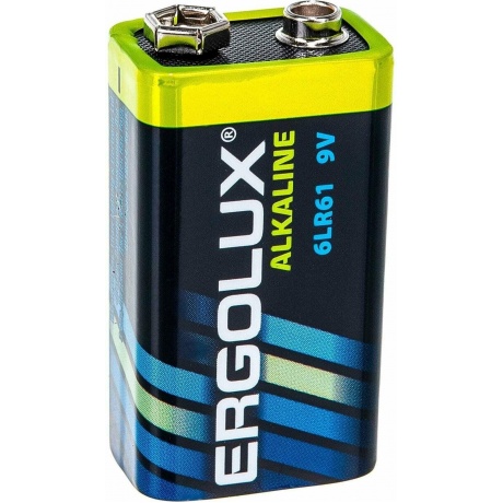 Батарейка Ergolux 6LR61 Alkaline BL-1 (6LR61 BL-1, 9В)  (1 шт. в уп-ке) - фото 3