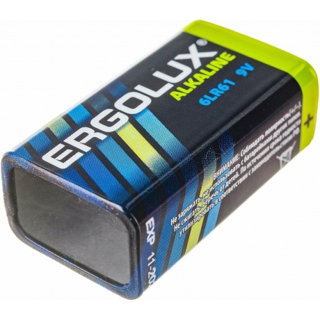 Батарейка Ergolux 6LR61 Alkaline BL-1 (6LR61 BL-1, 9В)  (1 шт. в уп-ке) - фото 6