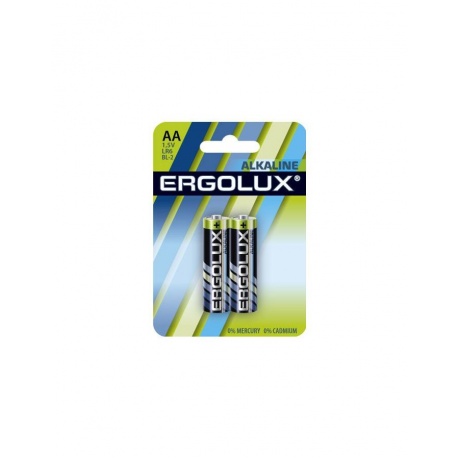 Батарейка Ergolux LR6 Alkaline BL-2 (LR6 BL-2, 1.5В)  (2 шт. в уп-ке) - фото 1