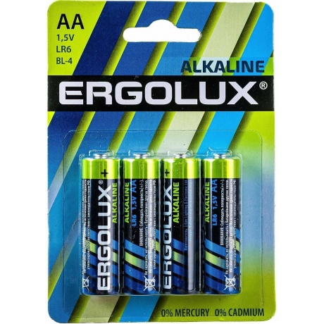 Батарейка Ergolux LR6 Alkaline BL-4 (LR6 BL-4, 1.5В) (4 шт. в уп-ке) - фото 1