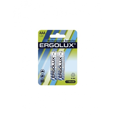 Батарейка Ergolux AAA-1100mAh Ni-Mh BL-2 (NHAAA1100BL2, аккумулятор,1.2В)  (2 шт. в уп-ке) - фото 1