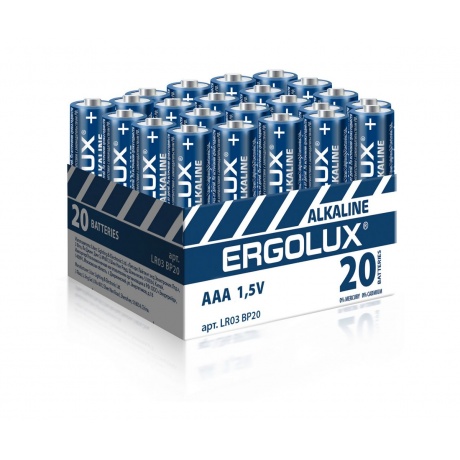 Батарейка Ergolux  LR03 Alkaline BP20 ( LR03 BP20, 1.5В)(20 шт. в уп-ке) - фото 1