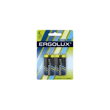 Батарейка Ergolux LR14 Alkaline BL-2 (LR14 BL-2, 1.5В)  (2 шт. в уп-ке) - фото 1