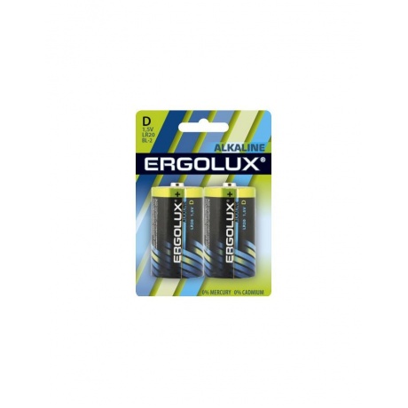 Батарейка Ergolux LR20 Alkaline BL-2 (LR20 BL-2, 1.5В)  (2 шт. в уп-ке) - фото 1