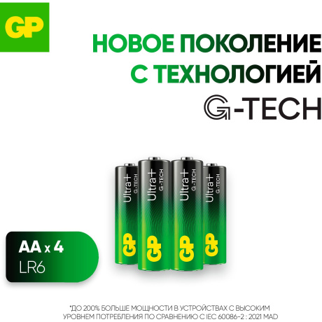 Батарейка GP 15AUPA21-2CRSB4 40/320 Ultra Plus (4 шт.в уп-ке) - фото 3