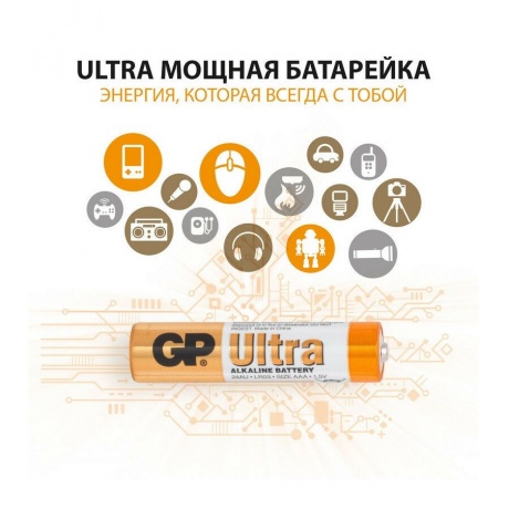 Батарейка GP 24AU-2CR4 Ultra Alkaline 24AU LR03,  4 шт AAA (4шт. в уп-ке) - фото 6