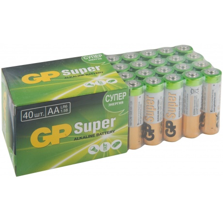 Батарейка GP Super Alkaline 15A-B40 LR6, (Батарейка GP15A-VS40)  AA   (40 шт. в уп-ке) - фото 1