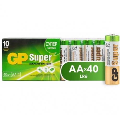 Батарейка GP Super Alkaline 15A-B40 LR6, (Батарейка GP15A-VS40)  AA   (40 шт. в уп-ке) - фото 4