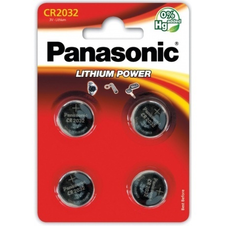 Батарейки литиевые Panasonic Lithium Power CR-2032EL/4B в блисте...