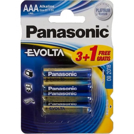 Батарейки Panasonic LR03EGE/4BP AAA щелочные Evolta в блистере 4шт - фото 1