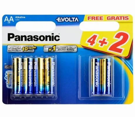 Батарейки Panasonic LR6EGE/6B2F AA щелочные Evolta promo pack в ...