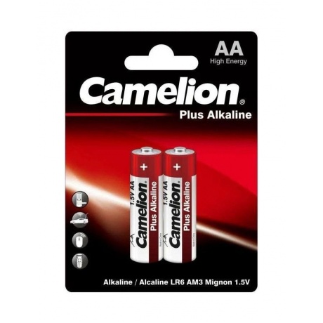 Батарейки AA - Camelion Alkaline Plus LR6 LR6-BP2 (2 штуки) - фото 1