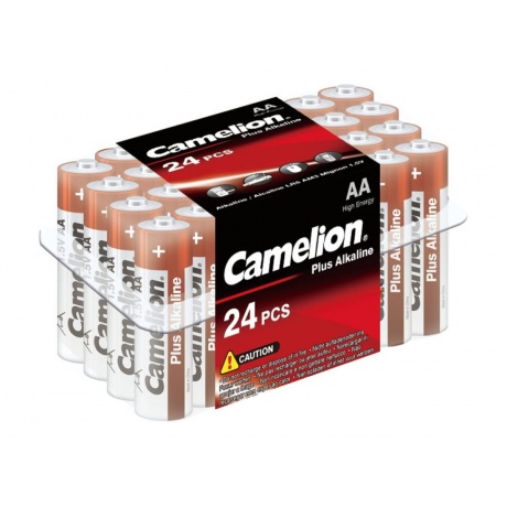 Батарейки AA - Camelion Alkaline Plus LR6 LR6-PB24 (24 штуки) - фото 1
