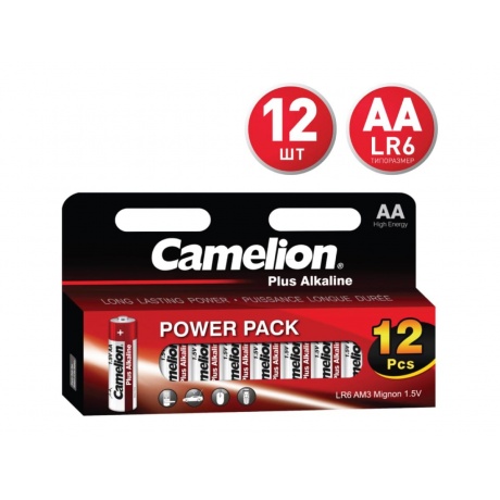 Батарейки AA - Camelion Plus Alkaline LR6-HP12 (12 штук) - фото 1