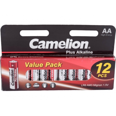 Батарейки AA - Camelion Plus Alkaline LR6-HP12 (12 штук) - фото 2
