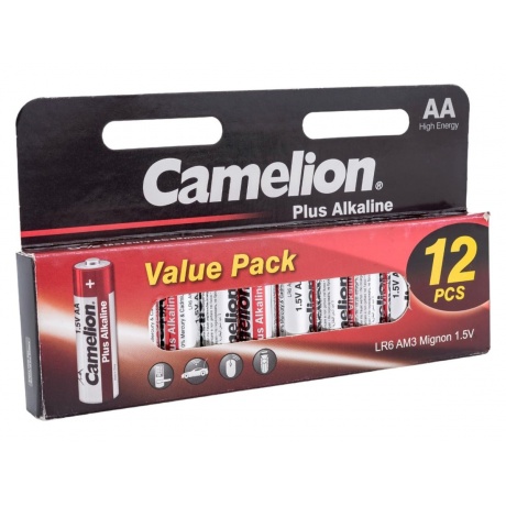 Батарейки AA - Camelion Plus Alkaline LR6-HP12 (12 штук) - фото 4