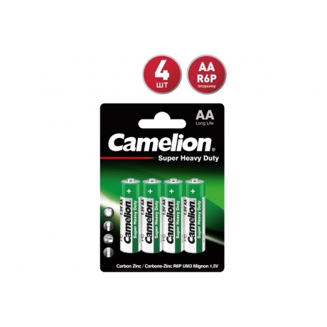 Батарейки AA - Camelion R6 R6P-BP4G (4 штуки) - фото 1