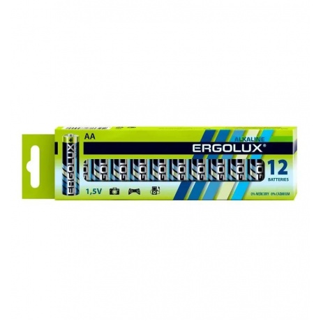 Батарейки AA - Ergolux Alkaline LR6 BP-12 (12 штук) - фото 1