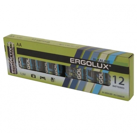 Батарейки AA - Ergolux Alkaline LR6 BP-12 (12 штук) - фото 5