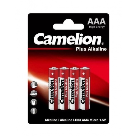Батарейки AAA - Camelion Alkaline Plus LR03 LR03-BP4 (4 штуки) - фото 2