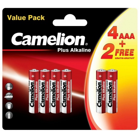 Батарейки AAA - Camelion LR03 Plus Alkaline 4+2LR03-BP (4+2 штуки) - фото 1