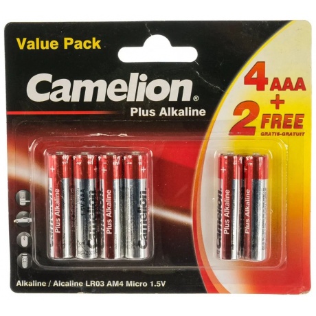 Батарейки AAA - Camelion LR03 Plus Alkaline 4+2LR03-BP (4+2 штуки) - фото 3