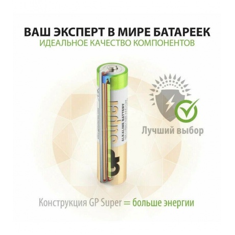 Батарейки AAA - GP Super Alkaline 24A (2 штуки) 24A-2CR2 - фото 10