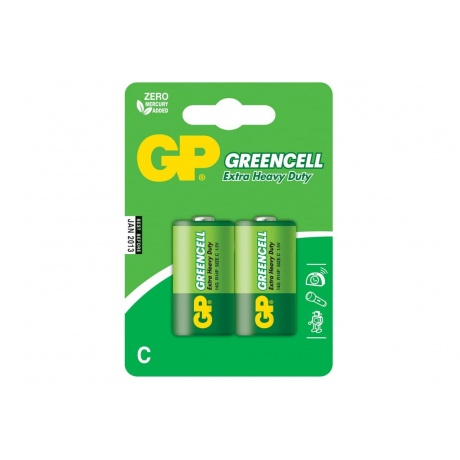 Батарейки C - GP R14 Greencell 14G-2CR2 (2 штуки) - фото 1
