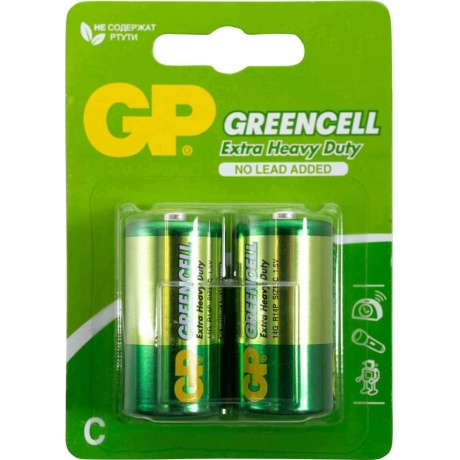Батарейки C - GP R14 Greencell 14G-2CR2 (2 штуки) - фото 3