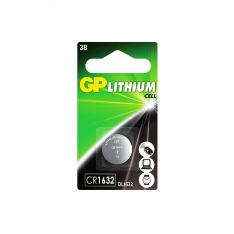 Батарейки CR1632 - GP Lithium CR1632ERA-2CPU1 10/100/900 (1 штука) - фото 1