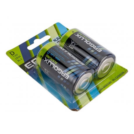 Батарейки D - Ergolux LR20 Alkaline (2 штуки) - фото 4