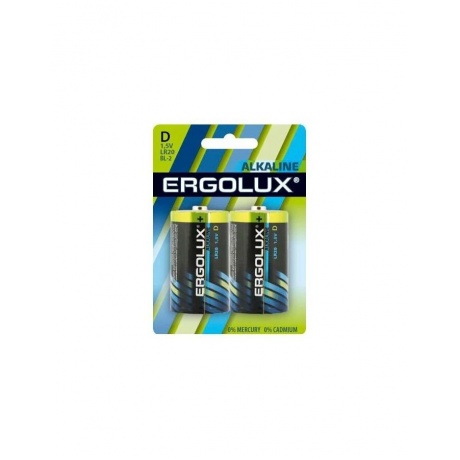 Батарейки D - Ergolux LR20 Alkaline (2 штуки) - фото 5