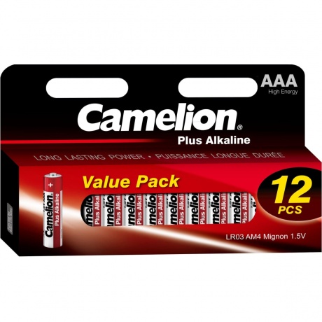 Батарейки ААА - Camelion Plus Alkaline LR03-HP12 (12 штук) - фото 1