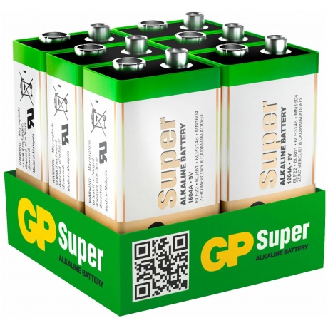 Батарейки Крона - GP Super Alkaline 9V 1604A-5CRB6 72/720 (6 штук) - фото 1