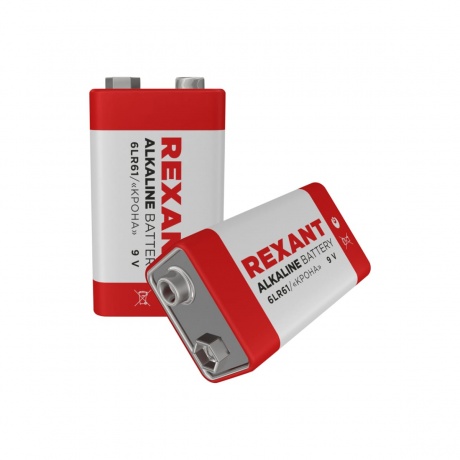 Батарейки КРОНА - Rexant 6LR61 9V 600 mAh 30-1061 (1 штука) - фото 2