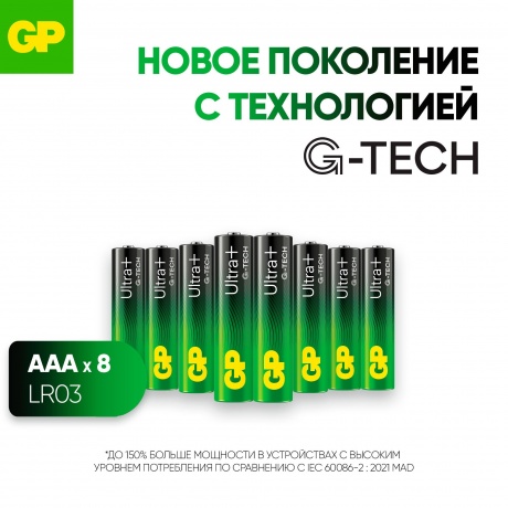 Батарейки GP 24AUPA21-2CRB8 Ultra+ AAA 8шт - фото 13