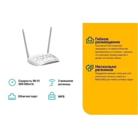 Wi-Fi точка доступа TP-Link TL-WA801N белый - фото 5