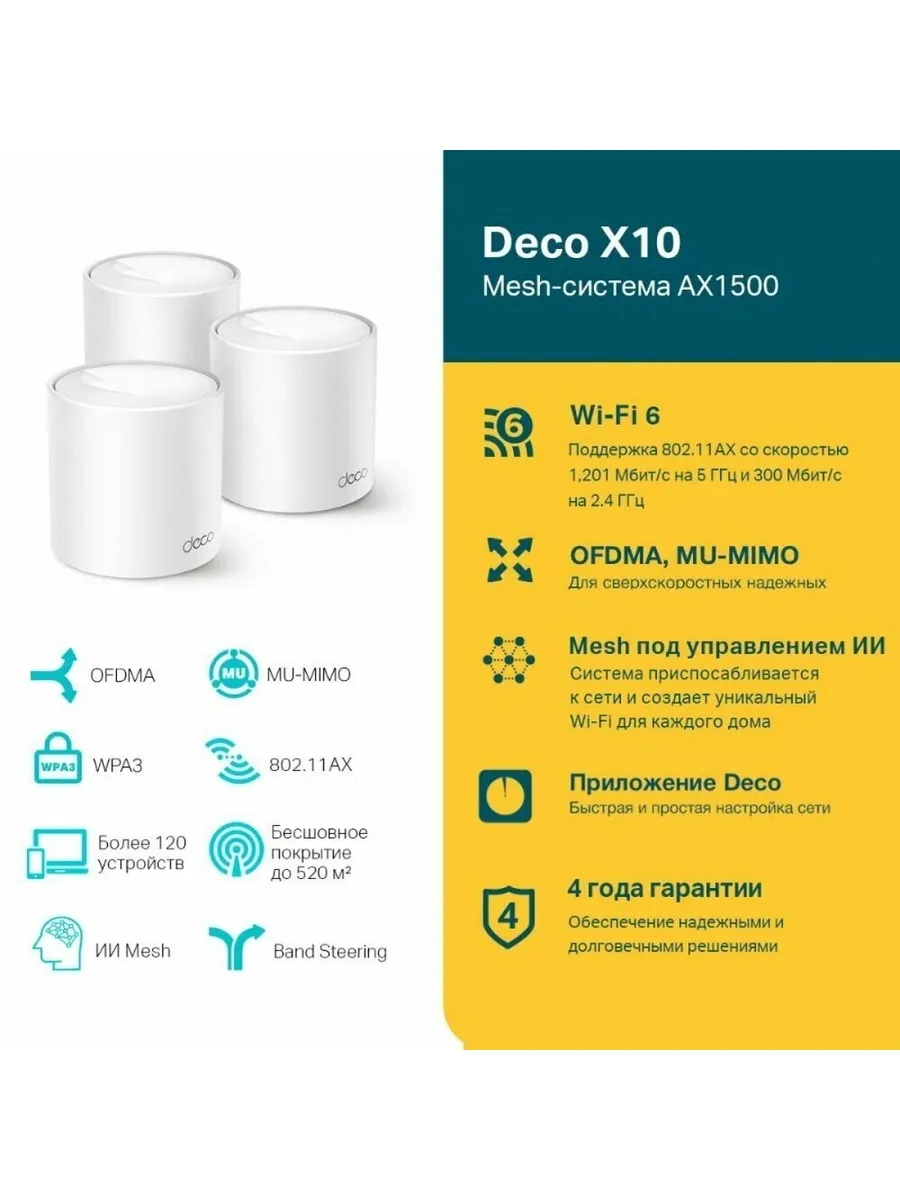 Wi-Fi система TP-Link Deco X10(3-pack) - фото 12