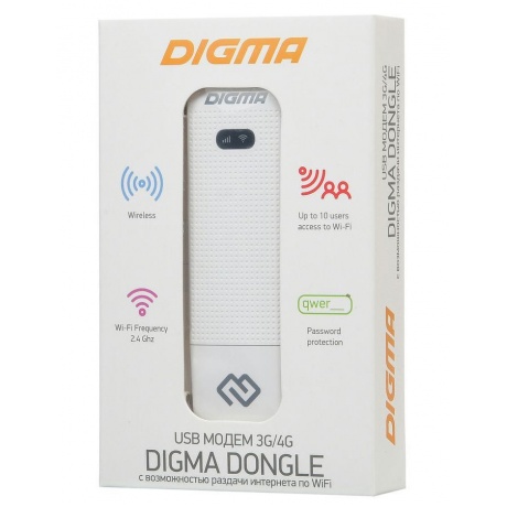 Модем Digma Dongle USB Wi-Fi (DW1961) белый - фото 5