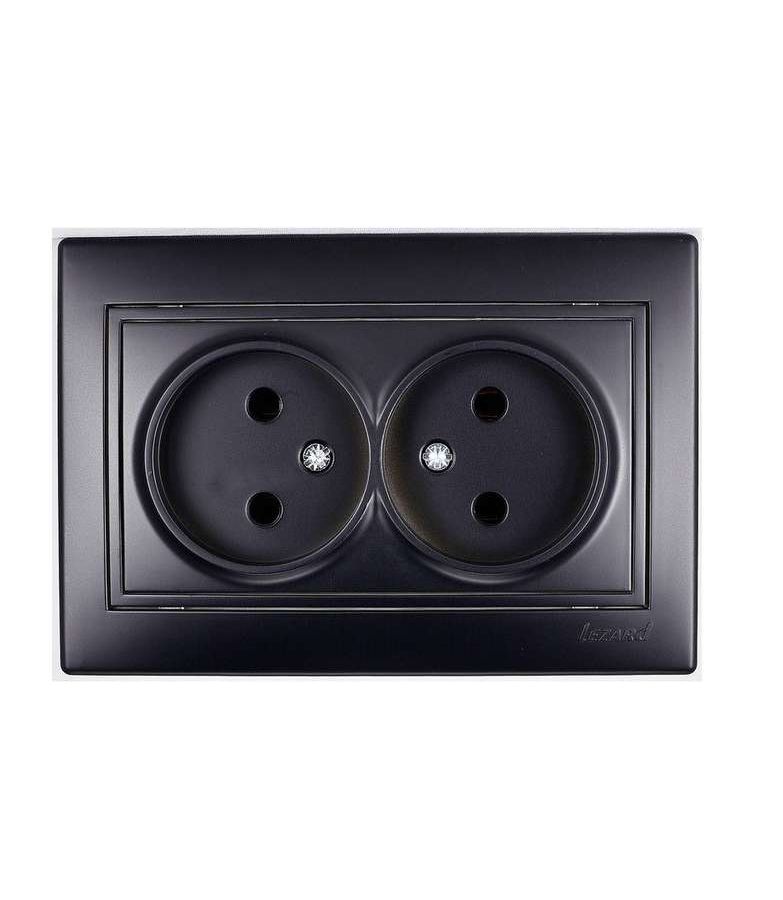 

Розетка 2-м СП Мира 16А IP20 без заземл. керам. черн. бархат LEZARD 701-4242-128