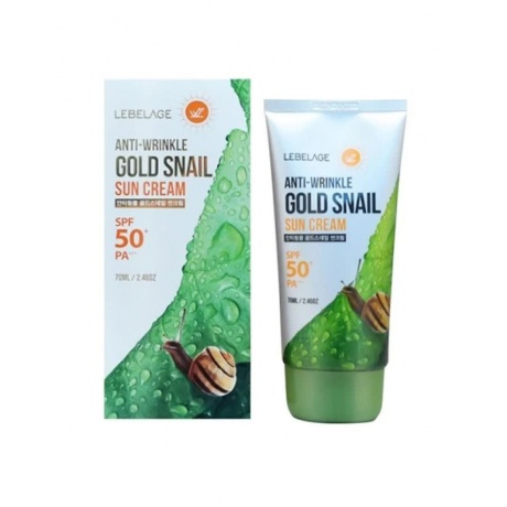Солнцезащитный крем против морщин с муцином улитки и золотом SPF50+ PA+++, 70мл, LEBELAGE LEBELAGE Anti-Wrinkle Gold Snail Sun Cream SPF50+ PA+++, 70ml - фото 2