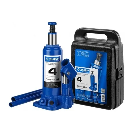 Домкрат бутылочный гидравлический ЗУБР 4т, 192-374 мм в кейсе, П...