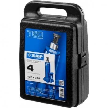 Домкрат бутылочный гидравлический ЗУБР 4т, 192-374 мм в кейсе, Профессионал (43060-4-K) - фото 5