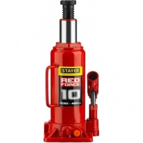 Домкрат бутылочный гидравлический STAYER RED FORCE, 10т, 230-460 мм (43160-10)