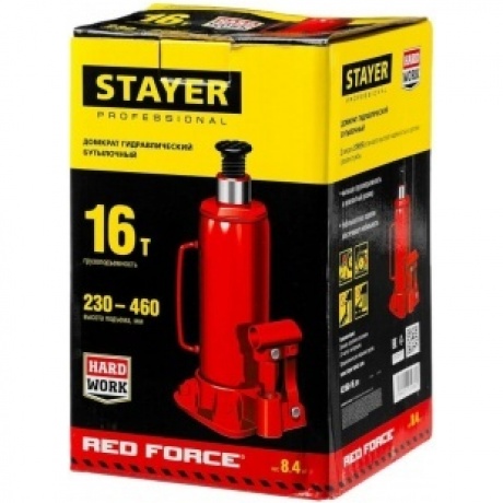 Домкрат бутылочный гидравлический STAYER RED FORCE, 16т, 230-460 мм (43160-16) - фото 7